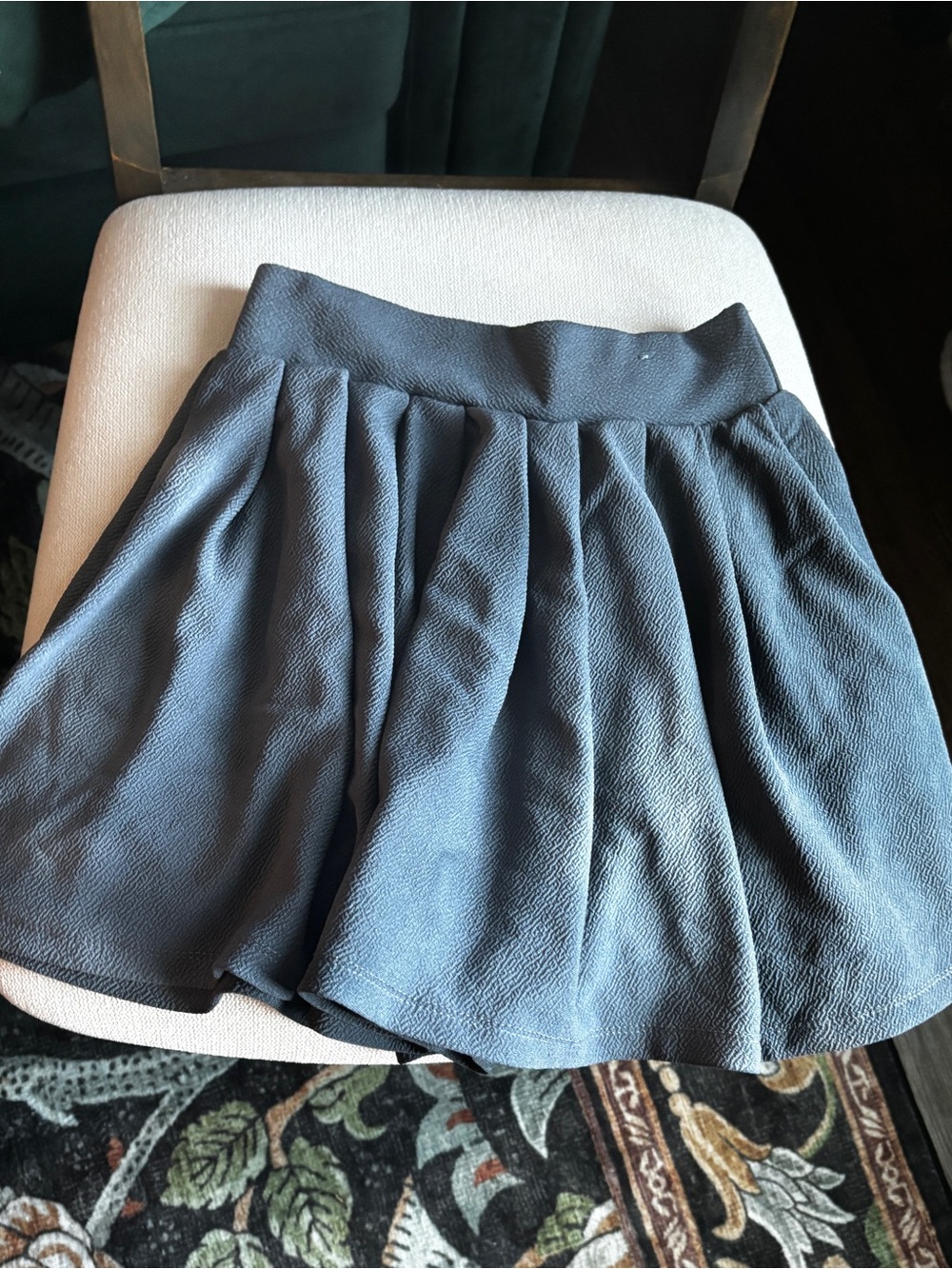 Love Streak Slate Blue Pleated Skater Skirt